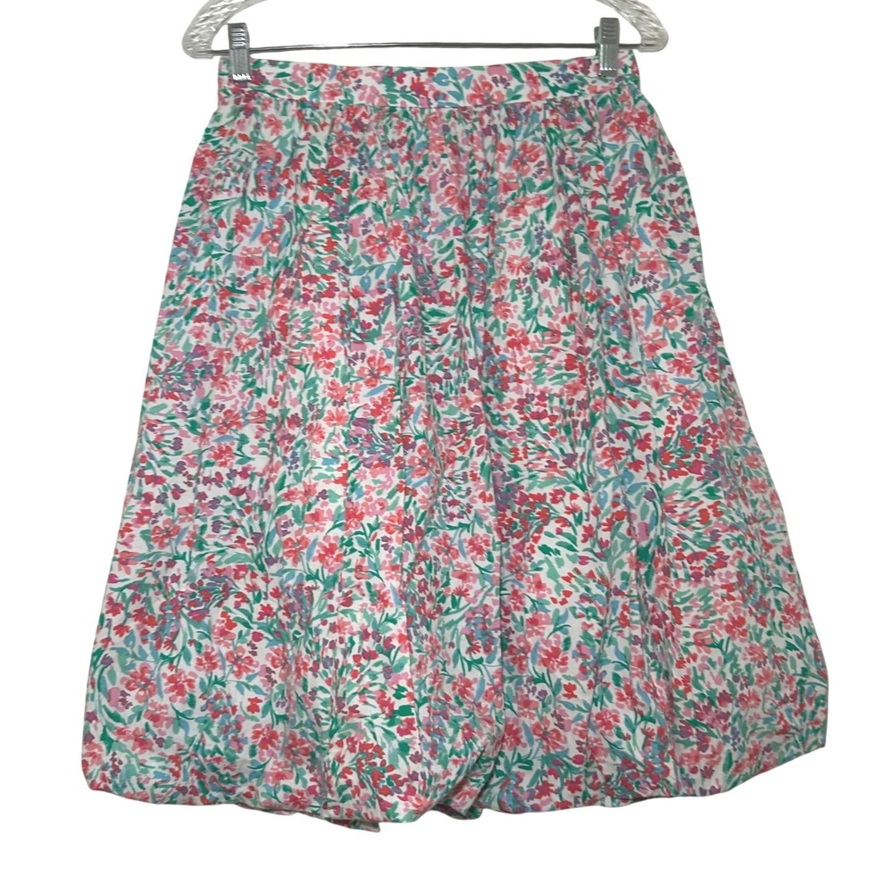 NWT J.Crew Womens Floral Bubble Hem Skirt White Pink Green Size S cottage 2024